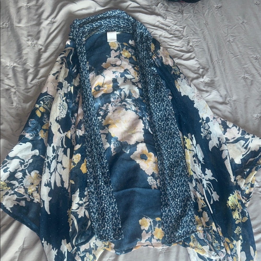 Free Press Floral Scarf in Blue and Yellow